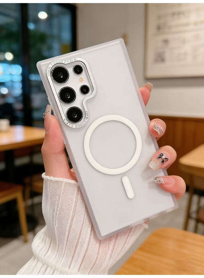 for Samsung S25 Ultra Case, Compatible with MagSafe, Magnetic Translucent Matte Back Shockproof Cover with Strong Magnet, Slim Thin Full Protection Phone Case for Galaxy S25 Ultra 5G (white) - Image 1